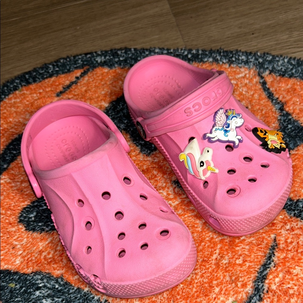 CROCS Kids Pink Sandals with Fun Charms